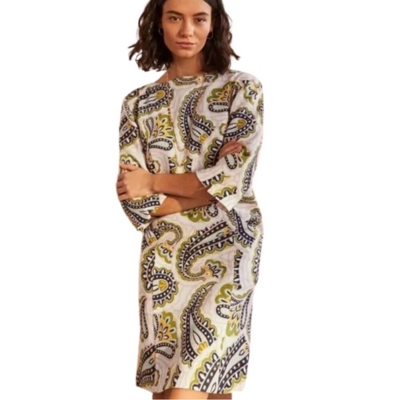 Boden Laurie Linen Paisley Print Dress - Size 12P - Picture 1 of 13